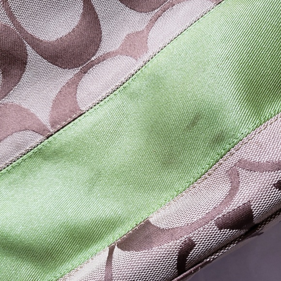 Coach Signature Stripe Lime Green Bag - Picture 3 of 8